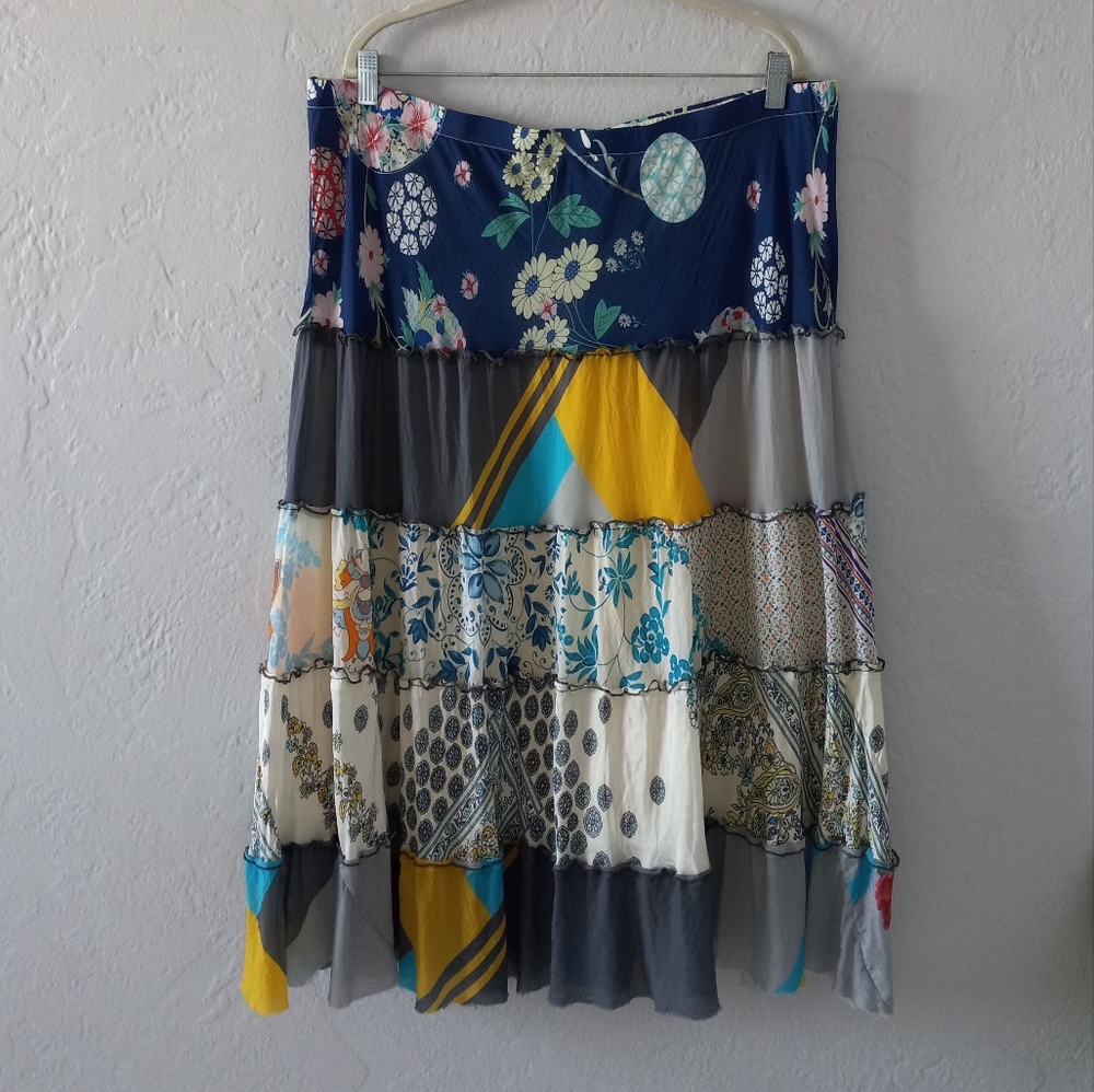 Johnny Was Floral Patchwork Boho Pull On Midi Ski… - image 4